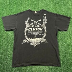 Vintage Clutch Stoner Rock Band 2008 Tribal Tour T-Shirt Mens Large Black Y2K